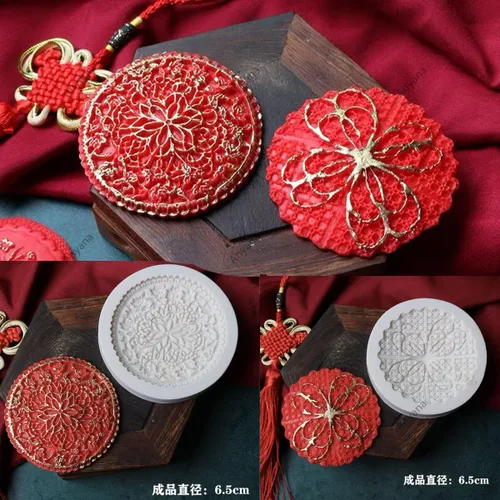 Miniatura 8 de Juego de 3 piezas de moldes de encaje de azúcar de impresión de fondant molde de boda de encaje de impresión de silicona molde de impresión