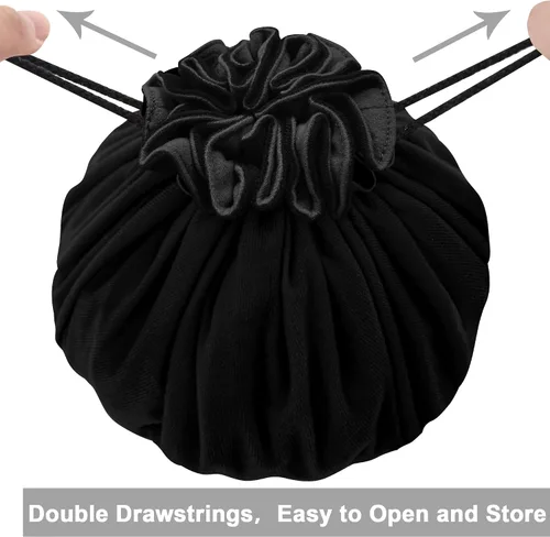 Miniatura 4 de SIQUK Bolsa de dados grande con bolsillos, bolsa de dados con cordón, bolsa de almacenamiento de gran capacidad para juegos de mesa RPG MTG (negro)