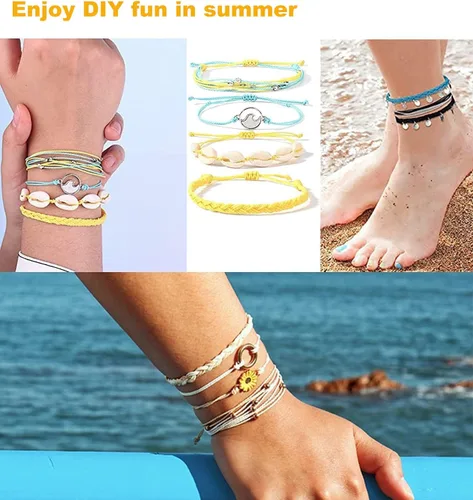 Miniatura 4 de 40 colores de cuerda de poliéster encerado de 0.039 pulgadas, hilo recubierto de cera para hacer joyas, cuerda encerada para hacer pulseras de 25