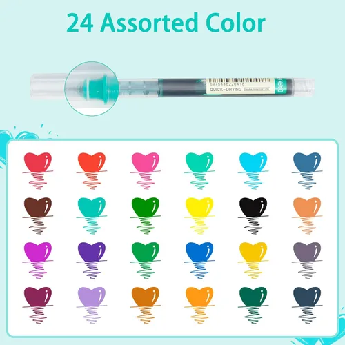Miniatura 2 de USUAL 24 unidades de bolígrafos de tinta de gel, bolígrafos de tinta líquida, bolígrafos multicolor de 0.5 mm de punta fina, bolígrafos de escritura