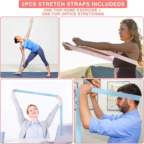 Miniatura 2 de Correa elástica de estiramiento para yoga con bucles, correas de estiramiento CEILIWEN para terapia física, banda elástica de estiramiento de 11