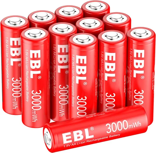 Miniatura 10 de EBL Paquete de 8 Baterías Recargables AA de Litio, Baterías Recargables AA de 1.5V 3000mWh, Baterías Doble A de Larga Duración