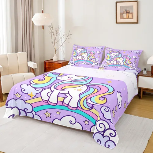 Miniatura 18 de Juego de sábanas de dibujos animados para niños, tamaño King, bonito juego de ropa de cama de esquí de animales árticos, decoración de habitación