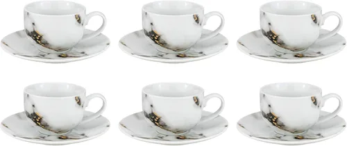 Miniatura 7 de Euro Porcelain Juego de comedor de mármol azul de 16 piezas, vajilla de porcelana fina con servicio de acento de placa de oro de 24 quilates para 4
