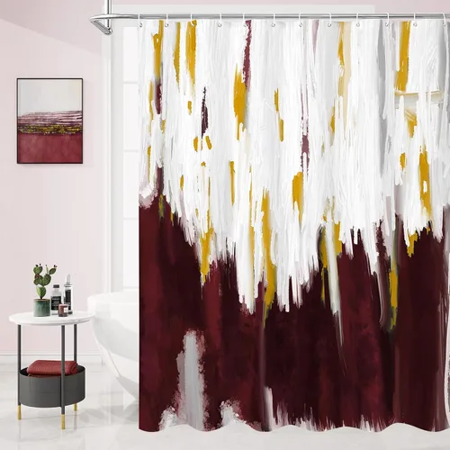 Miniatura 16 de MitoVilla Cortina de Ducha Pequeña Negra para Cabina 36 x 72 pulgadas, Juego de Cortinas de Ducha Angostas de Media Talla Abstracto Degradado