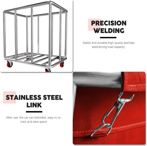 Miniatura 5 de Carrito de lavandería comercial con ruedas, cesta de lavandería rodante grande de 11.35 bushels con forro de lona impermeable extraíble, cestas