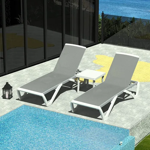 Miniatura 9 de Domi - Tumbona de aluminio para exteriores con respaldo ajustable, para playa, patio, balcón, piscina (1 silla marrón)