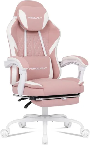 Miniatura 11 de Misolant Silla Gaming, Silla Gamer de Tela con reposapiés para Adultos, Silla Ergonómica de Computadora para Juegos de Respaldo Alto