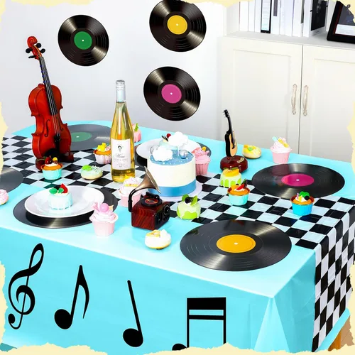 Miniatura 2 de Oudain Decoraciones y suministros para fiestas temáticas de los años 50, suministros de fiesta de cumpleaños de automóvil, manteles individuales