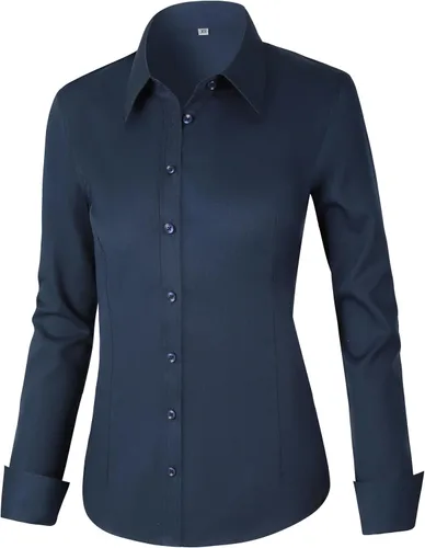 Miniatura 19 de CUNLIN - Camisas de manga larga con botones de algodón para mujer, ajustadas, camisas formales de vestir para el trabajo, blusas de trabajo, tops
