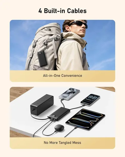 Miniatura 4 de VEEKTOMX Cargador portátil con cables integrados, cargador de batería de 10000 mAh para iPhone, carga rápida, USB C, paquete de baterías esenciales