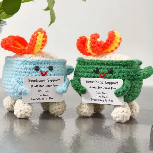 Miniatura 9 de Levvohd Decoración de Contenedor de Basura de Apoyo Emocional Fire, Divertida Muñeca de Ganchillo y Tejido Hecha a Mano, Lindos Accesorios de Morado