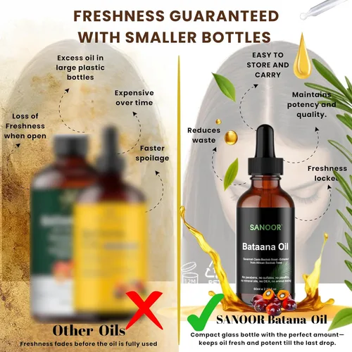 Miniatura 6 de SANOOR Aceite de batana africana, 100% puro y prensado en frío, fórmula orgánica de oasis de sabana para el cuidado del cabello, cuidado de la piel