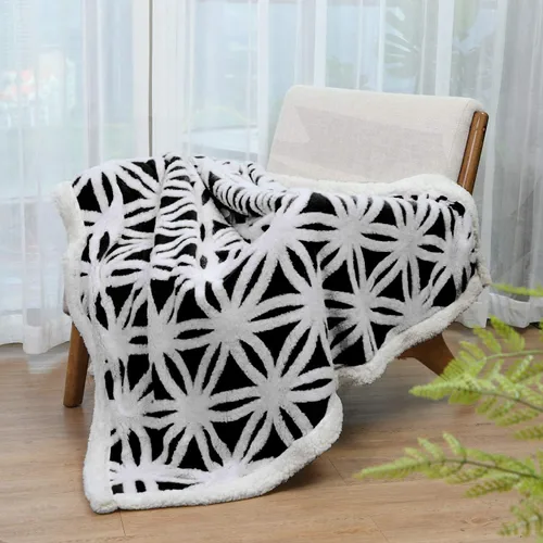 Miniatura 2 de LOMAO – Manta de vellón sherpa, suave y mullida de doble faz para sillón, sofá o cama (negro, 51 x 63 pulgadas)
