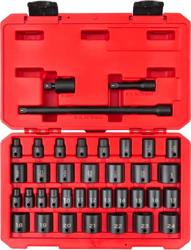 Miniatura 9 de TEKTON Juego de dados de impacto de 6 puntos profundos de 3/8 pulgadas, 15 piezas (1/4-1 pulg.) - Estuche SID91301