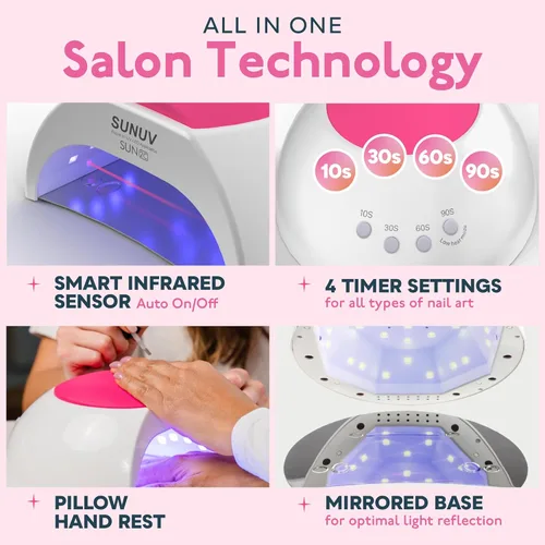 Miniatura 2 de Lámpara para las uñas con 4 ajustes de temporizador SUN2C 48 W LED UV de SUNUV, sensor para uñas de gel y el curado de las uñas del pie rosa (A-Rose)
