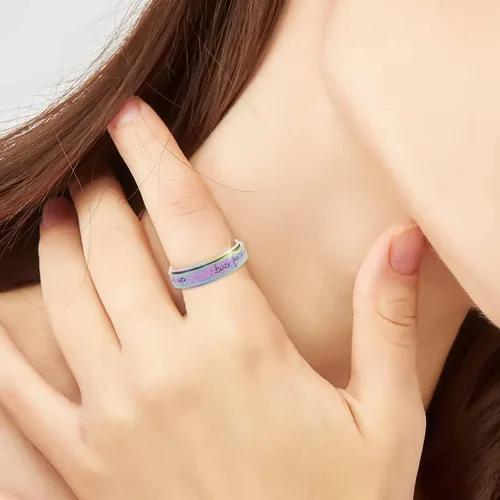 Miniatura 4 de Anillo Inicial Giratoria de Ansiedad para Mujeres Anillo de Ansiedad para Mujeres y Hombres Anillo de Pulgar para Hombres Anillo Giratoria de Plata