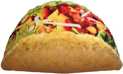 iscream Snack Shack Photoreal Taco en forma de 18" x 10" Almohada de acento de microcuentas
