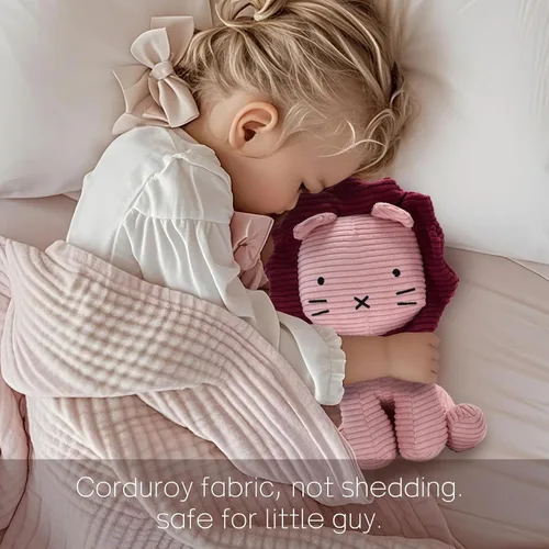 Miniatura 3 de SILI FACTORY Peluche de pana de león (rosa) de 11 pulgadas para bebés, niños pequeños, niños y adultos, juguete adorable hecho