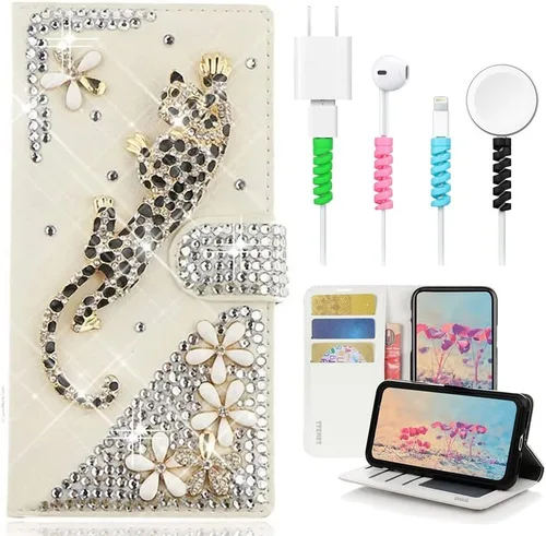Miniatura 7 de Bling - Funda tipo cartera para teléfono compatible con Samsung Galaxy Z Fold 2 5G, elegante, 3D hecha a mano con diseño floral, diseño floral