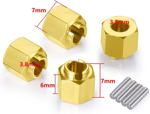 Miniatura 2 de AXSPEED Extensores de cubo de rueda de latón RC de 0.157 in, adaptador hexagonal resistente para 1:18 TRX4-M TRX4M Crawler Car
