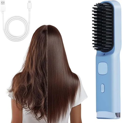 Miniatura 10 de Go Brush para cabello corto, cepillo inalámbrico para alisar el cabello con calentamiento rápido de 30 segundos, 4 niveles de calor ajustables