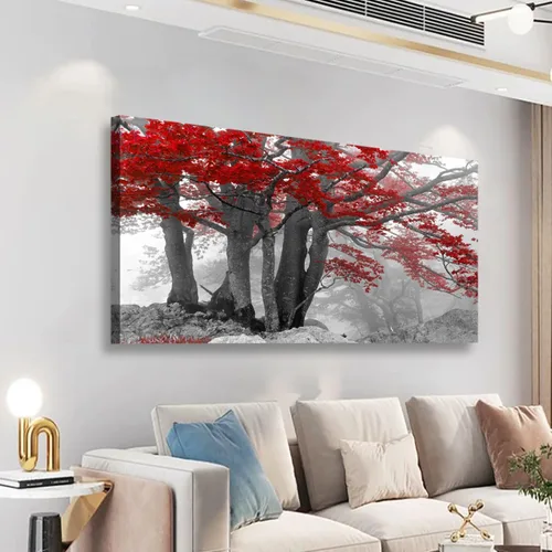 Miniatura 23 de Arte de pared de paisaje, impresiones en lienzo de paisajes naturales, decoración del hogar, bosque verde, pintura de árboles para sala de estar