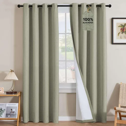 Miniatura 20 de H.VERSAILTEX Cortinas opacas de lino de 72 pulgadas de largo, 100% absolutamente opacas, con aislamiento térmico, con textura de lino, cortinas