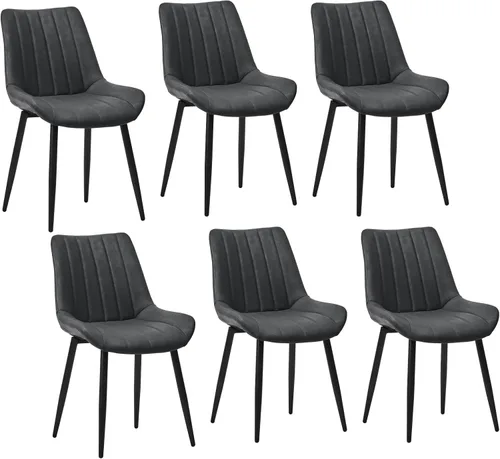 Miniatura 23 de CLIPOP Juego de 2 sillas de comedor, sillas de comedor de piel sintética con asiento tapizado, cojín cómodo con respaldo alto, patas de metal, silla
