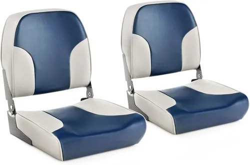 Goplus Asientos para barco con respaldo bajo/alto, asiento plegable para barco con tornillos de acero inoxidable y bisagras de aluminio, acolchado