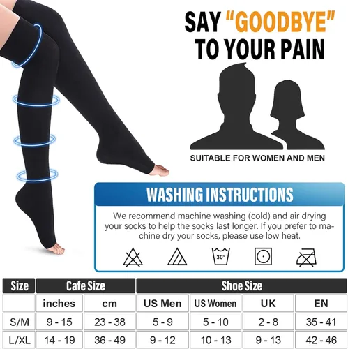 Miniatura 6 de CHARMKING Open Toe Compression Socks (3 Pairs) Knee High Compression Stocking for Women & Men Running, Cycling, Athletic