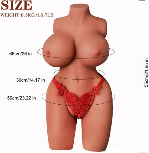 Miniatura 2 de Muñeca sexual marrón de 18.7 libras, masturbadores masculinos con torso flexible, textura de piel corporal de tamaño completo, trasero suave, pechos