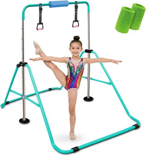Miniatura 12 de Triclicks Barra de gimnasia plegable para niños, altura ajustable, barra de entrenamiento junior, barra de entrenamiento horizontal expandible