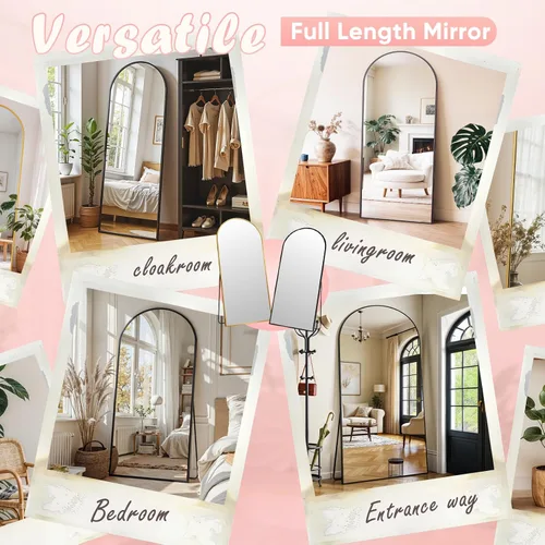 Miniatura 6 de Espejo de longitud completa, espejo arqueado de cuerpo completo de 59 x 18 pulgadas, espejos grandes de pie para dormitorio, baño, sala de estar