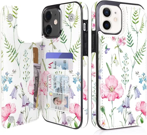 Miniatura 9 de uCOLOR Funda de piel con tapa para iPhone 11, para mujeres y niñas, con tarjetero y función atril, diseño de mármol, compatible con iPhone 11 de 6.1
