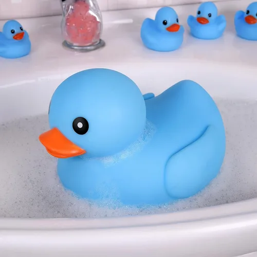 Miniatura 5 de Juguete de baño de pato de goma jumbo – Patos gigantes de 8 pulgadas Big Duckie Baby Shower Cumpleaños Recuerdos de fiesta (azul)