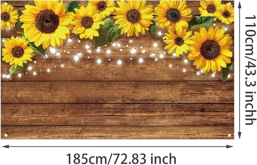 Miniatura 2 de Tatuo Fondo rústico de girasoles de 6.1 x 3.6 pies, fondo de fotografía de girasoles, fondo marrón para fotografía, fondo de pared para estudio