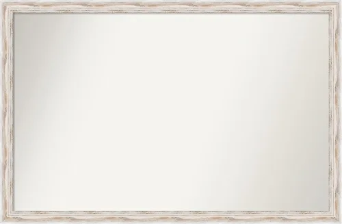 Miniatura 186 de Amanti Art Espejo de baño blanco para sobre el fregadero, 30 x 35 pulgadas, espejo de tocador rectangular estrecho de Eva de oro blanco, marco