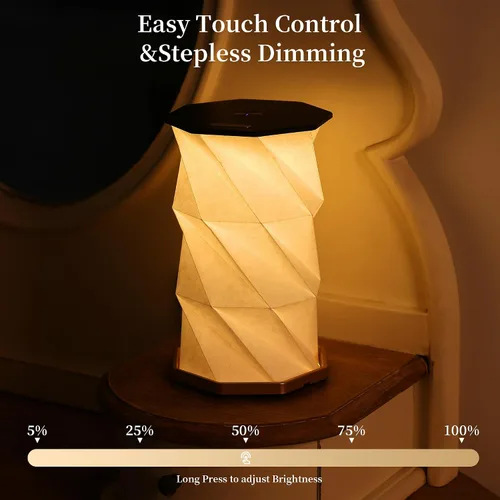 Miniatura 7 de Lámpara portátil de regalo de viaje con atenuador táctil, lámpara de viaje de luz cálida, lámpara de papel plegable, lámpara de mesa de batería