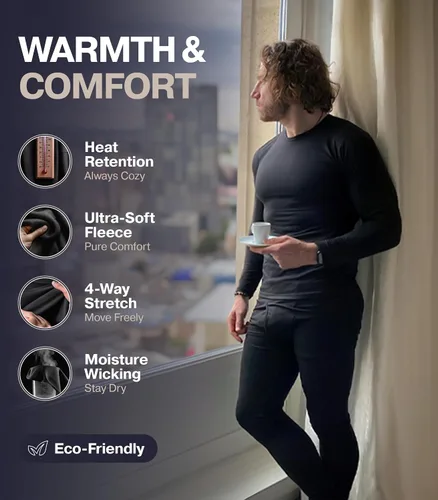 Miniatura 2 de Thermajohn Long Johns - Ropa interior térmica para hombre con forro polar para clima frío