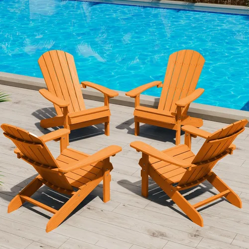 Miniatura 33 de YEFU Silla Adirondack de plástico resistente a la intemperie, sillas de patio con instalación fácil en 5 pasos, se ve exactamente como madera real