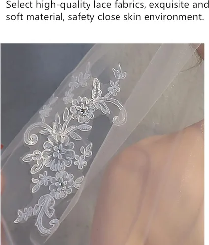 Miniatura 3 de AISIBO Elegante velo de novia con cuentas de cristal, velo de novia con peine, Blanco