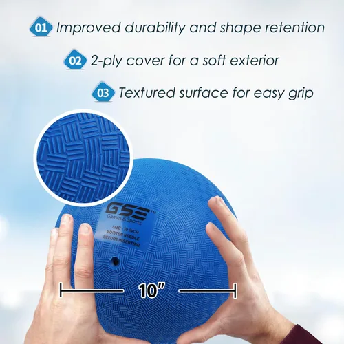 Miniatura 2 de GSE Games & Sports Expert Pelotas inflables para parque infantil, kickball, pelota de Dodge con rebote, balonmano. Ideal para 4 juegos de pelota Azul