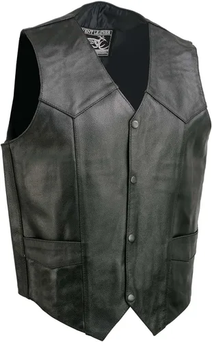 Miniatura 15 de EVENT LEATHER EL1310GO Hombres Clásico Estilo Occidental Botón de Presión Negro Chaleco de Cuero para Motociclistas