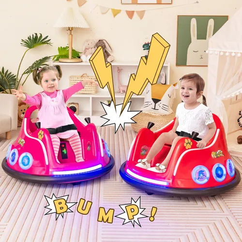 Miniatura 9 de Costzon Coche de parachoques para niños, parachoques eléctrico de 12 V con control remoto, giro de 360 grados, luces intermitentes, música integrada