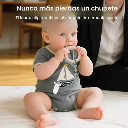 Miniatura 4 de Eascrozn Clip para chupete de bebé, paquete de 6 portachupetes de silicona con diseño de una pieza para bebé niño y niña, clips para chupete suaves