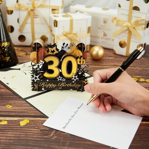 Miniatura 5 de Tarjeta desplegable de feliz cumpleaños 30, tarjeta de cumpleaños 30 con nota y sobre, regalos de cumpleaños 30 para marido, esposa, hombres