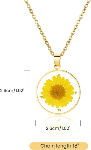 Miniatura 113 de Pressed Flower Necklace Gift for Women Personalized Handmade Necklaces Birth Flower Necklace