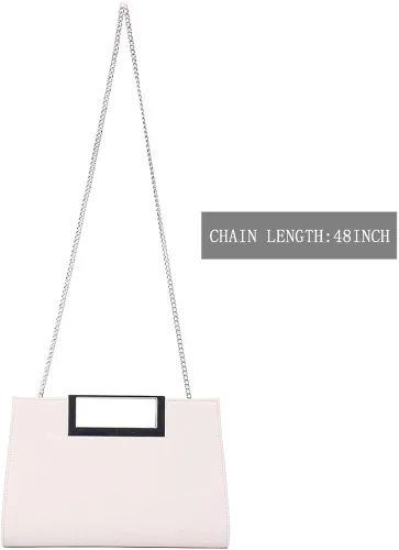 Miniatura 5 de WALLYNS Bolso de mano para mujer piel sintética pajilla fiesta de noche agarre de metal con correa de cadena para el hombro