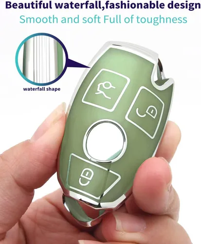 Miniatura 3 de Adecuado para llaves Mercedes Benz. Funda de llave de TPU suave avanzada es compatible con CLS CLK AMG CLK GLC GLE GLS ML SL SLK A C E R S G Smart